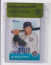 Wilmer Flores 2010 Bowman Top 100 #TP29 On Card Autograph Beckett Authentic