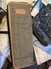 Folding Neck Tie Travel Case Tan Tweed Brown Trim Black Interior Zipper Pocket