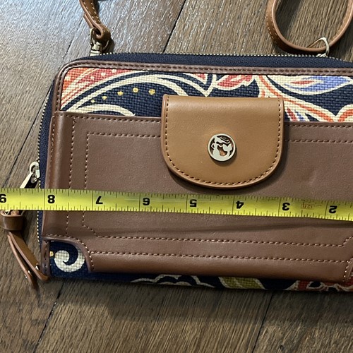Spartina 449 Floral Canvas Leather Crossbody Wallet Bag - Picture 3 of 7