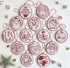 14PCS Hand Embroidery Christmas Ornament Kits, Cross Stitch Christmas Embroidery