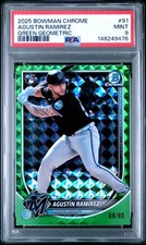 2025 BOWMAN CHROME GREEN GEOMETRIC #91 AGUSTIN RAMIREZ ROOKIE RC 8/99 PSA 9
