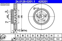 2X ATE Bremsscheibe 24.0128-0201.1 FüR Zafira Opel Astra A04 GTC A05 Family M75