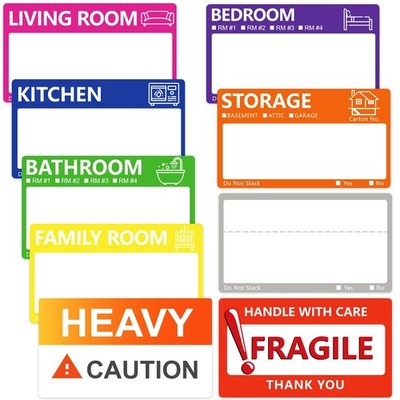 400 PCS 3.5 x 2 Inch Large Moving Labels for Boxes, 9 Color Coded Moving Stic...