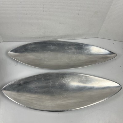 Pair Nambe #550 Bread Tray Serving Platter Made In USA 19 x 6 X 1.5 Lot