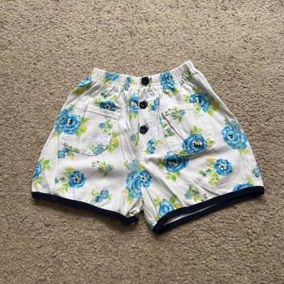 Vintage Y2K 90's 00's Disney Store Girls Size 4/5 White with Blue Floral Shorts 