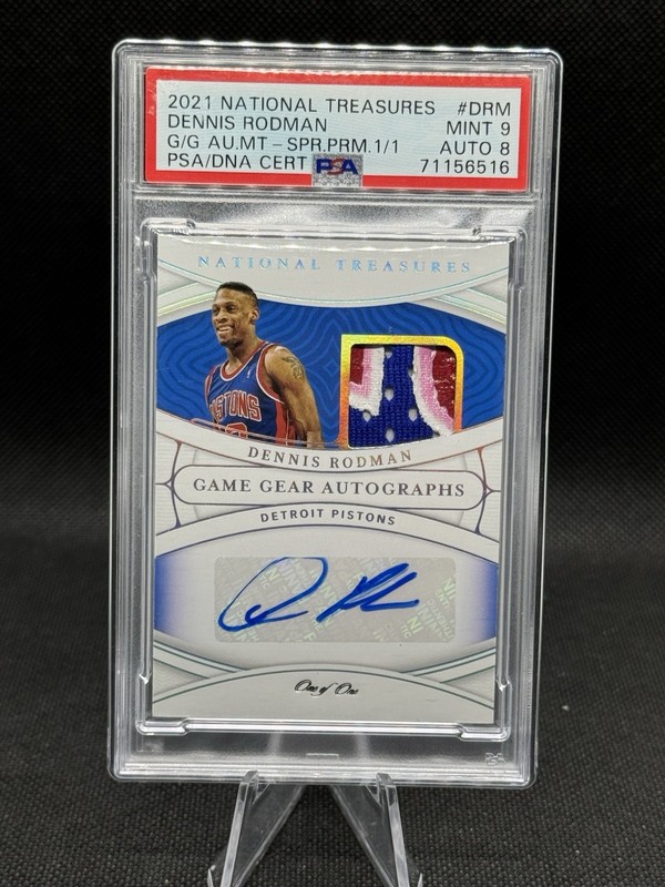 🔥💣1 of 1 GAME-USED PATCH/AUTO!!💣🔥 2021 National Treasures Dennis Rodman