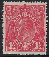 1924 King George V 1½d Three Halfpence Scarlet Single Watermark MVLH SG 77