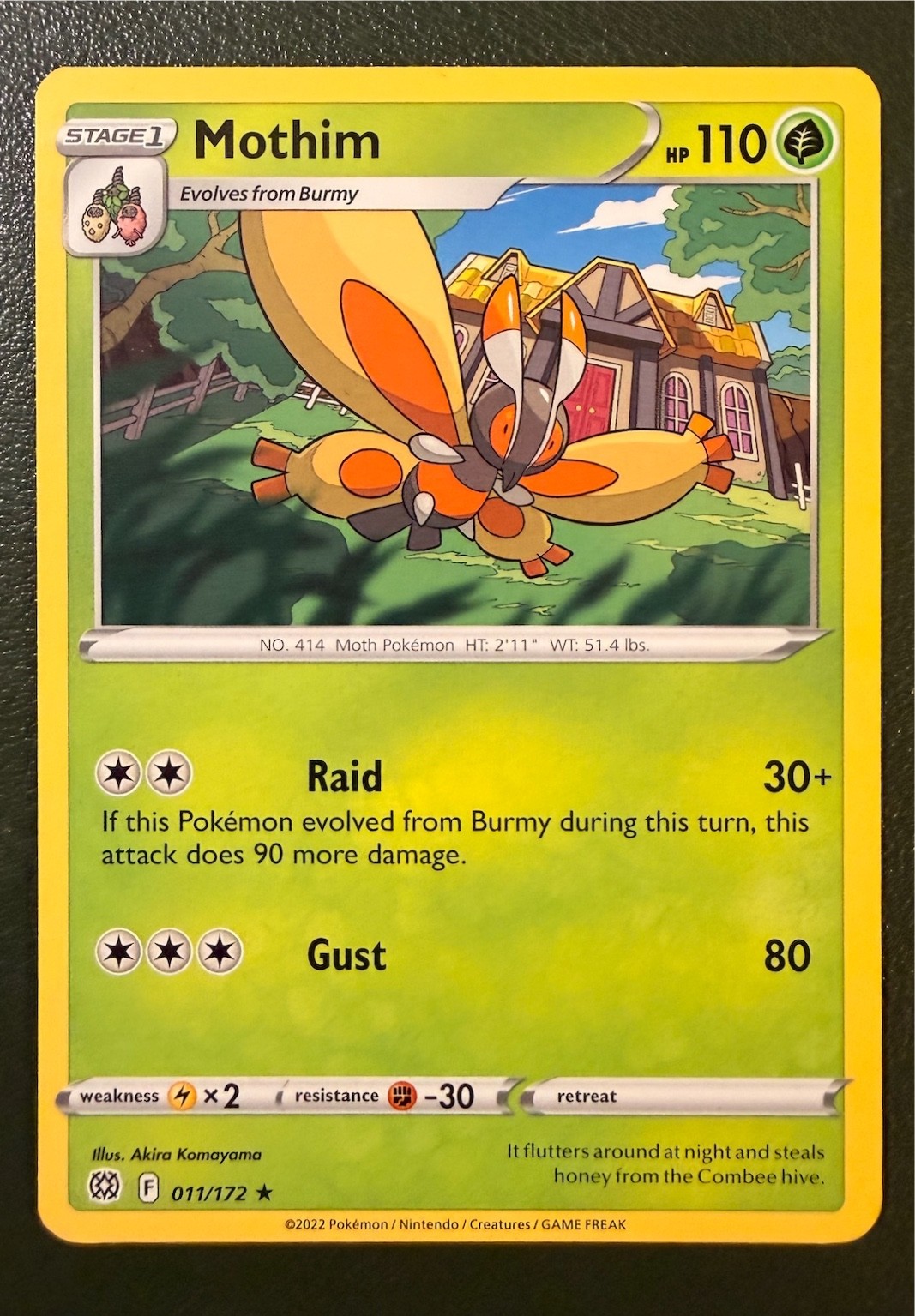 Pokemon TCG Mothim 11/172 Brilliant Stars SWSH9 NM