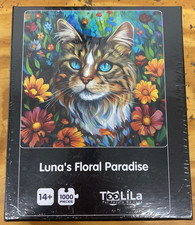 Cat floral paradise puzzle 1000 pieces high quality 19 19" new