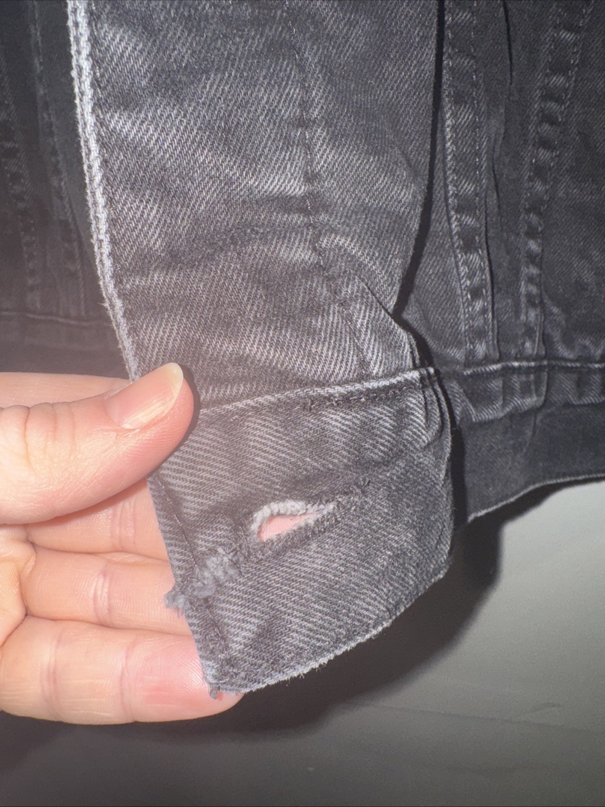 Zara Wool Lined Black Denim Button Down Jacket Sz… - image 8