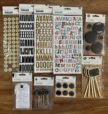 LOT of American Crafts Letter Stickers, Chalk Embellishments, & Newspaper Tags