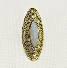 Pure Brass Moonstone Ring: Adjustable Handmade Marquise Shape Gemstone Jewelry
