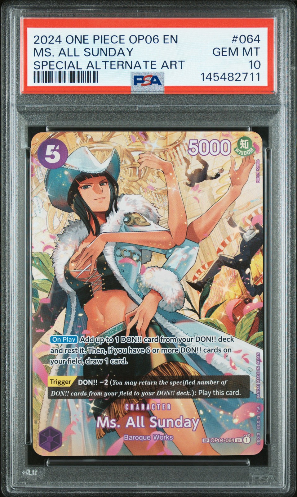 2024 ONE PIECE OP06-WINGS OF THE CAPTAIN #064 MS. ALL SUNDAY PSA 10