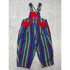 VTG The Childrens Place Kids Striped Overalls Red Blue Yellow 24-30 Months rare