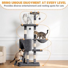 Large Multi-Level Cat Tree, Cat climbing frame with integrated cat bed