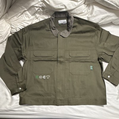 Hidden NY Men's Olive Dragon Graphic Mechanics Jacket Zip/Button