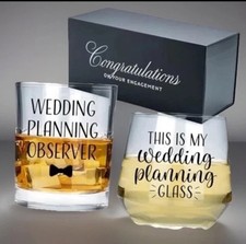 All In One Luxury Gift-Wedding Planners Glass Set Whiskey, Wine, Wine Stopper 
