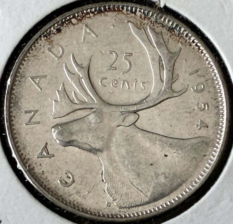 1954 Canadian Quarter King Georgivs VI 80% Silver Canada World Coin ASW=0.150