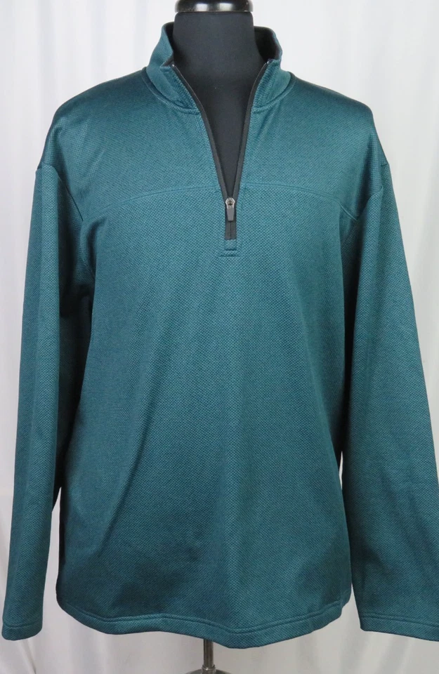 CALLAWAY 100% 聚酯纤维绿色拉 1/4 拉链运动高尔夫夹克男式 XXL — 第 3/4 张图片