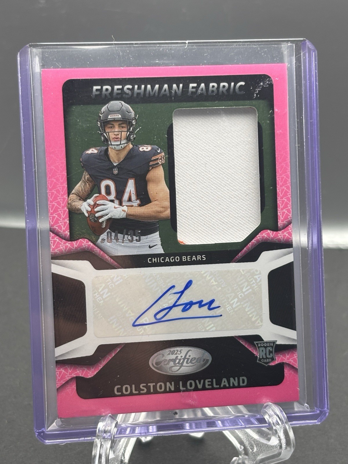2025 Certified Colston Loveland Freshman Fabric RC Patch Pink Etch Auto #/35