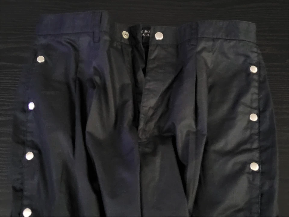 1983 Bugle Boy CO USA Original Parachute Pants Black w/ Silver Snaps NEW WAVE - Image 3 of 4