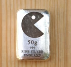 50g PacMan Silver Cast Bar Fine 999 Bullion investment XRF Tested