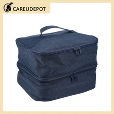 1Pcs Double Layer Nail Polish Carrying Case Organizer Case Nylon Dark Blue