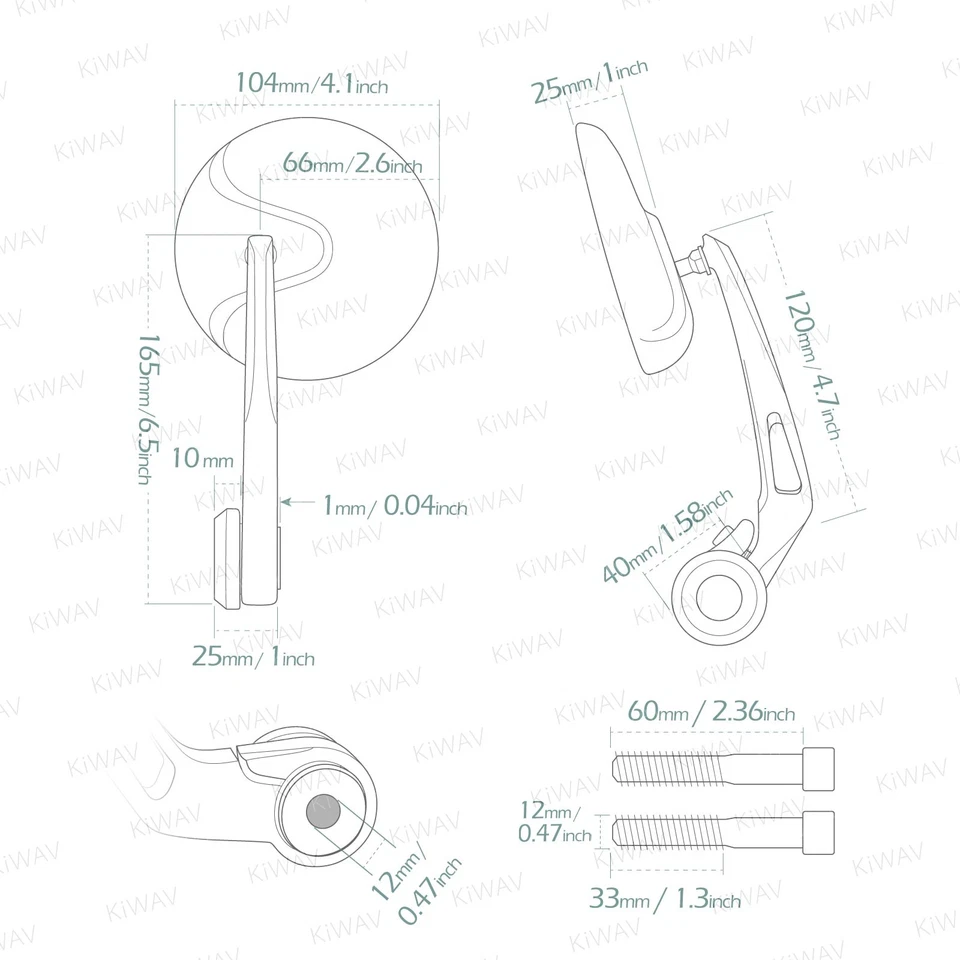 Espejos retro retro negros redondos 12 mm atornillados para BMW F 800 R HP4 S 1000 R Foto 2 de 4