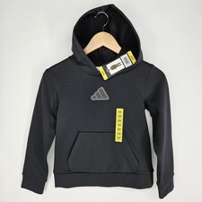 Adidas Boys Pullover Hoodie Youth Small S 8 Black Athletic Training Logo NEW