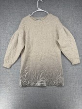 Zara Womens Tunic Dress Gray Ombre Floral Stretch Crew Neck Balloon Sleeve M