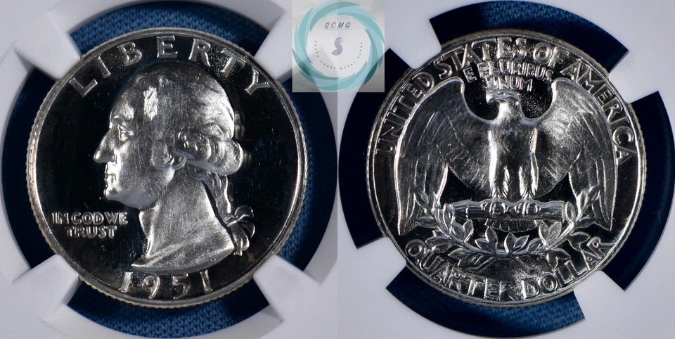 1951 Washington Quarter NGC PF 65  CAMEO - Tougher Date Black & Frost - Image 4 of 4