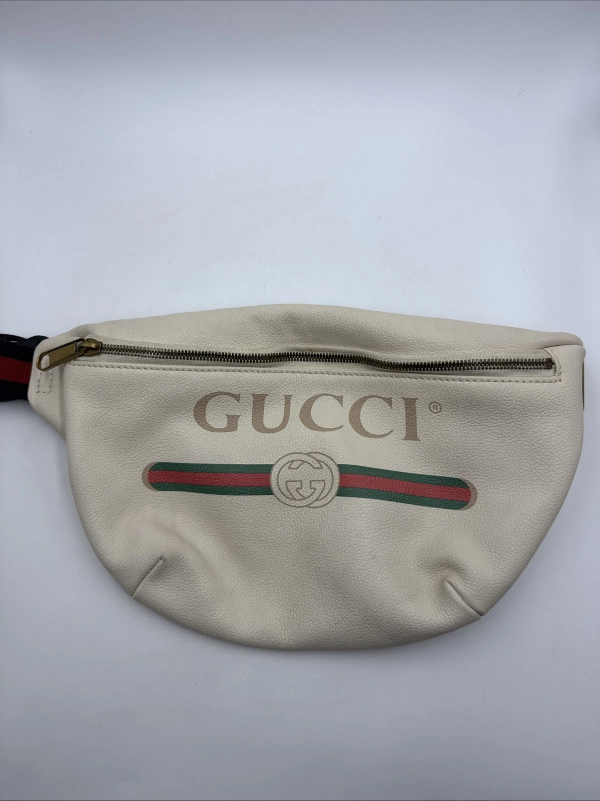 Authentique sac ceinture GUCCI imprimé logo grand blanc unisexe sac banane taille