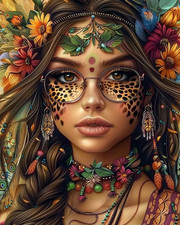 Beautiful Women Paint by Number for Adults Beginner,Flowers and Women with Gl...