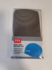 TYR Long Hair Silicone Swim Cap Black Adult Size New In Box!
