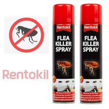 2 x RENTOKIL FLEA KILLER SPRAY 300ML FOR HOME USE DUST MITE HOUSEHOLD KILLER NEW