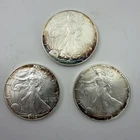 Lot of 3 – 2002 Silver Eagle $1 Coins 1 oz .999 Fine Silver Toned Bullion