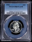 1961 25C Silver Proof Washington Quarter PCGS PR 67 DCAM