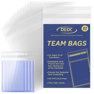 100 Pcs Team Bags for Trading Cards, Team Bag Fit 3X4Inch 35PT Top Loaders TCG