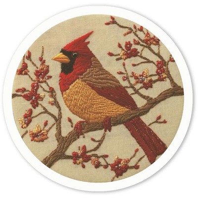 Aufkleber Sticker ''Roter Kardinal auf Ast'' (DW051383)