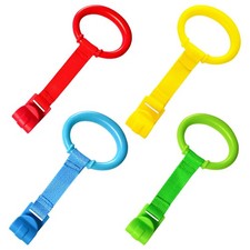 4pcs Plastic Baby Crib Pull Rings Kids Walking red  yellow  Green  Blue