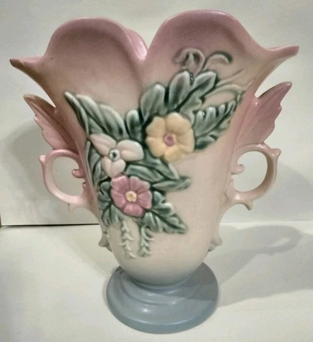 Vintage Hull Pottery Wildflower Vase Granny CottagecoreW-9-8 1/2 Mauve Pale Blue