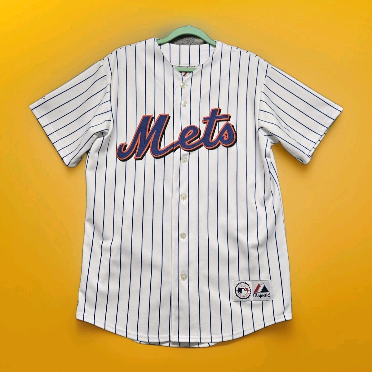 NY Mets Jersey White Stripe Shirt M Baseball Men MLB
