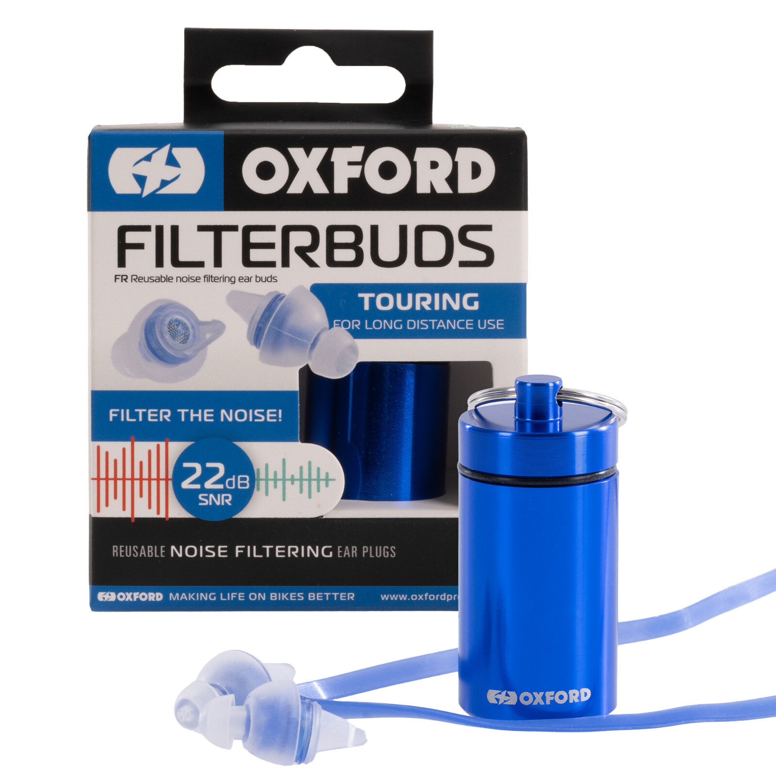 Oxford FilterBuds Touring Motorcycle Reusable Noise Filtering Earplugs Motorbike