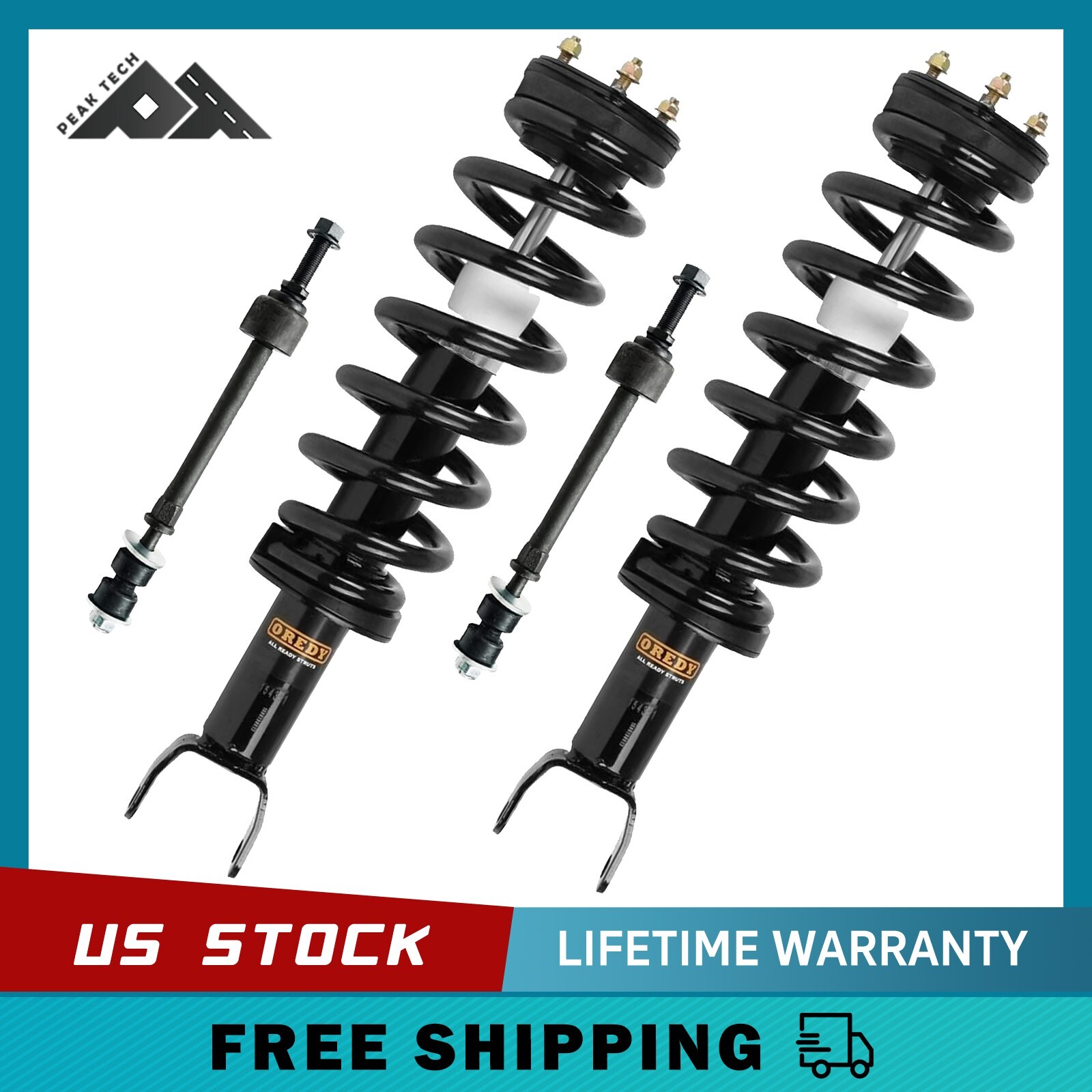 4PC Front Struts & Sway Bar Links for 2009-2018 Dodge Ram 1500 4WD