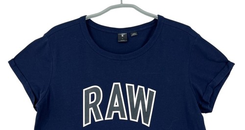 G-STAR RAW Round Neck Blue Rovi Graphic Women's T-Shirt Size M - Picture 3 of 9
