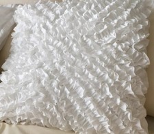 Crisp WHITE Allover Ruffles 20 Sq Microfiber Pillow Sham Hidden Zipper