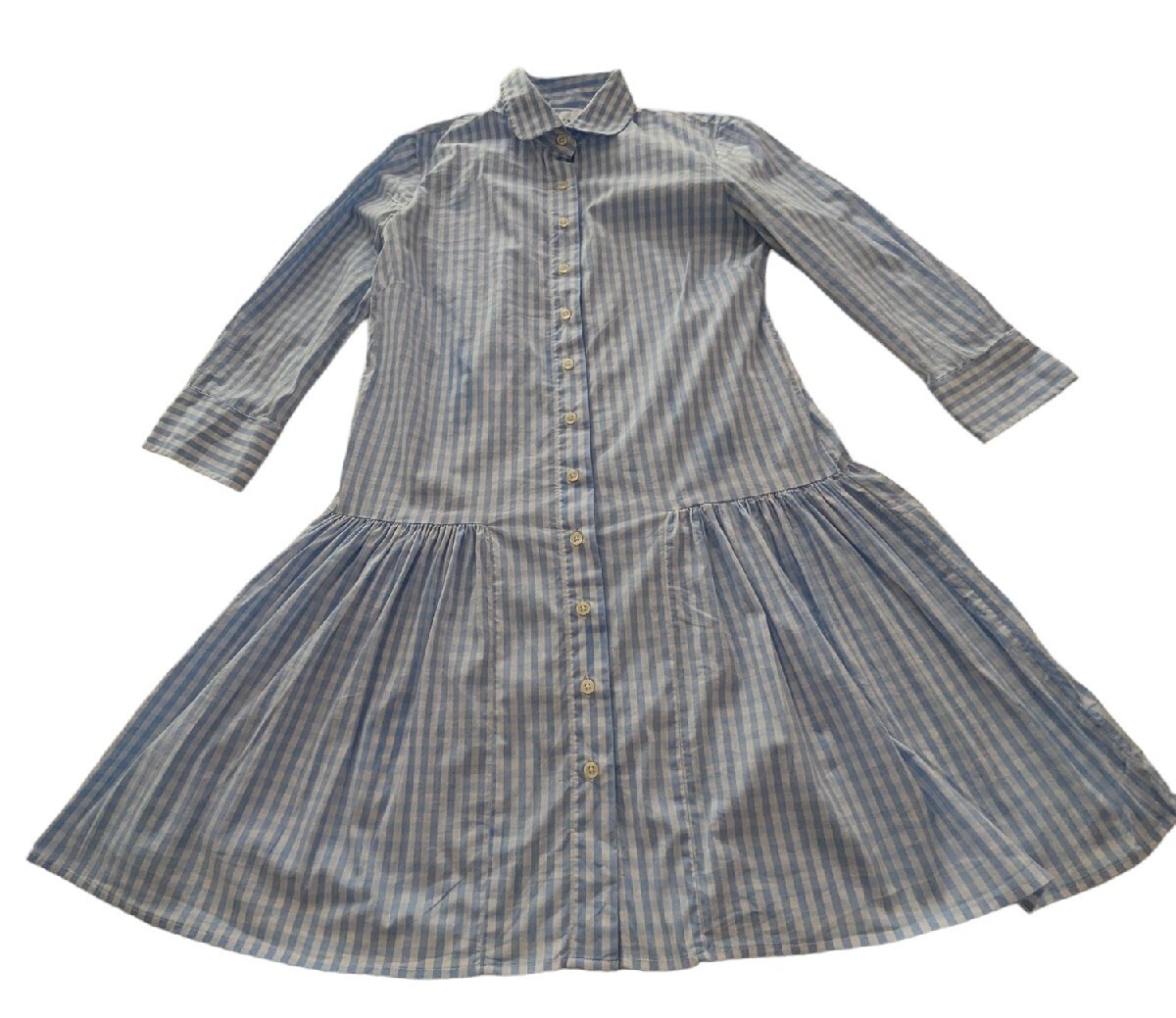 blue gingham drop waist dress Dream-House Swing Dress and Matching Bow in Baby Blue Gingham