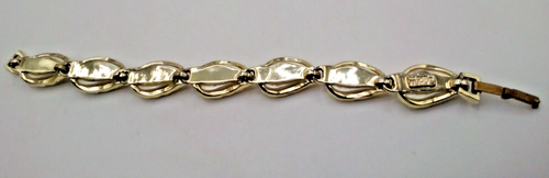 Karu Arke Bracelet PEARL Moonglow Signed Vintage Costume Jewelry Silver TONE - Picture 7 of 10