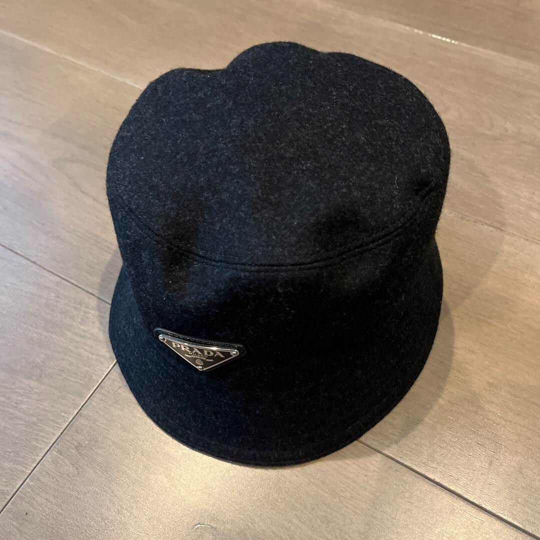 Prada Bucket Hat Wool Triangle Plate Patch Felt S… - image 9