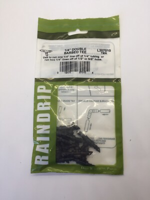 Raindrip 1/4'' Double Barbed Tee Pack of 10 L307010 New Unopened USA Made